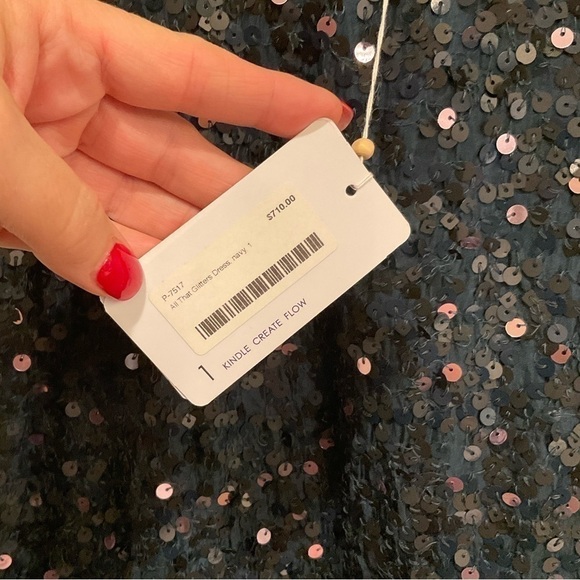 Flannel “All that glitters” navy sequin silky dress. Brand New with tags! - Picture 9 of 10